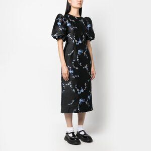 🆕 NWT GANNI floral jacquard open back midi dress‎ • size 36